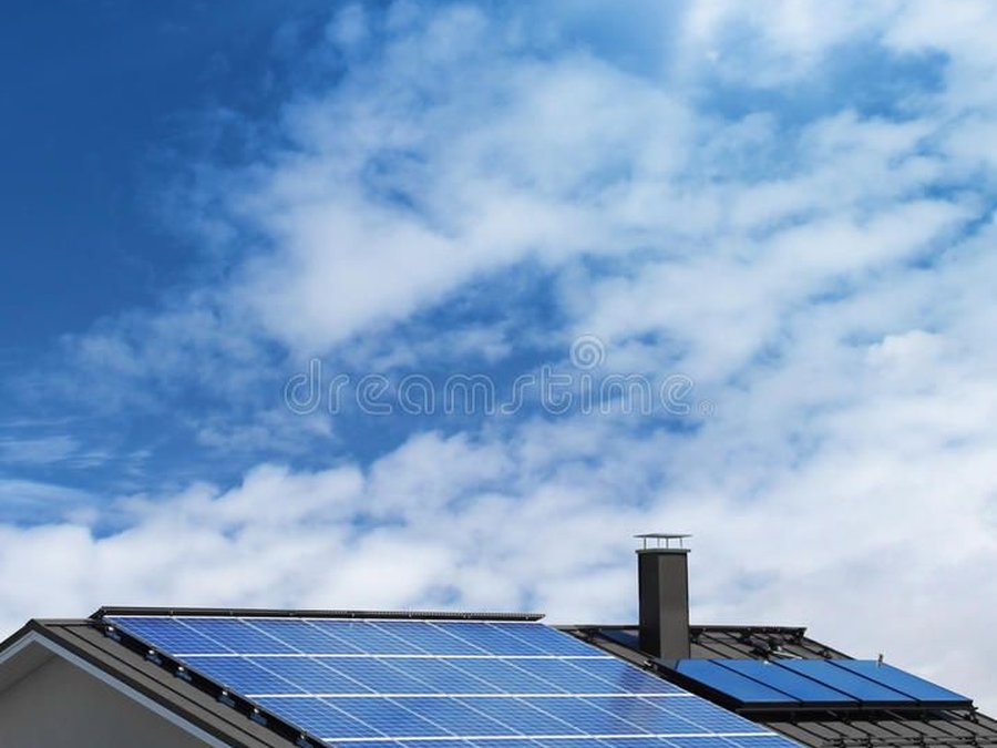 Home equipped with modern solar panels